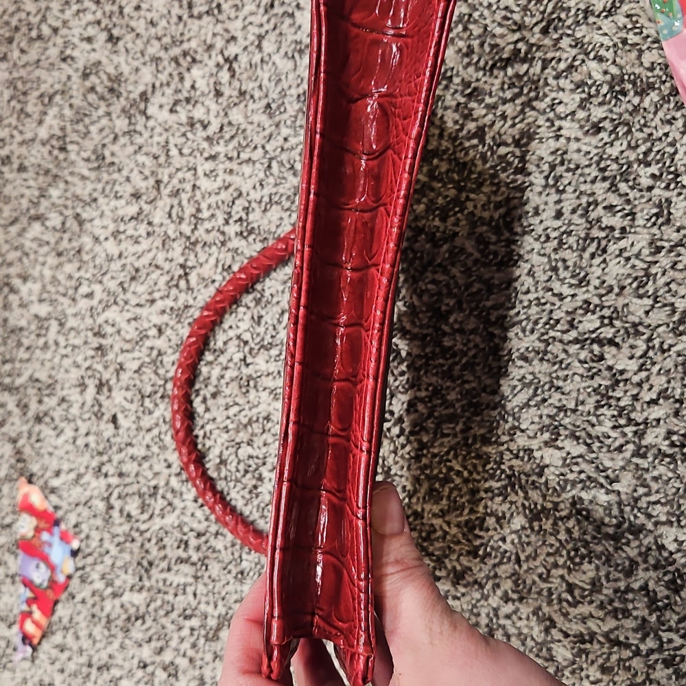 Isaac Mizrahi Red Crocodile-Embossed Clutch - Picture 7 of 12
